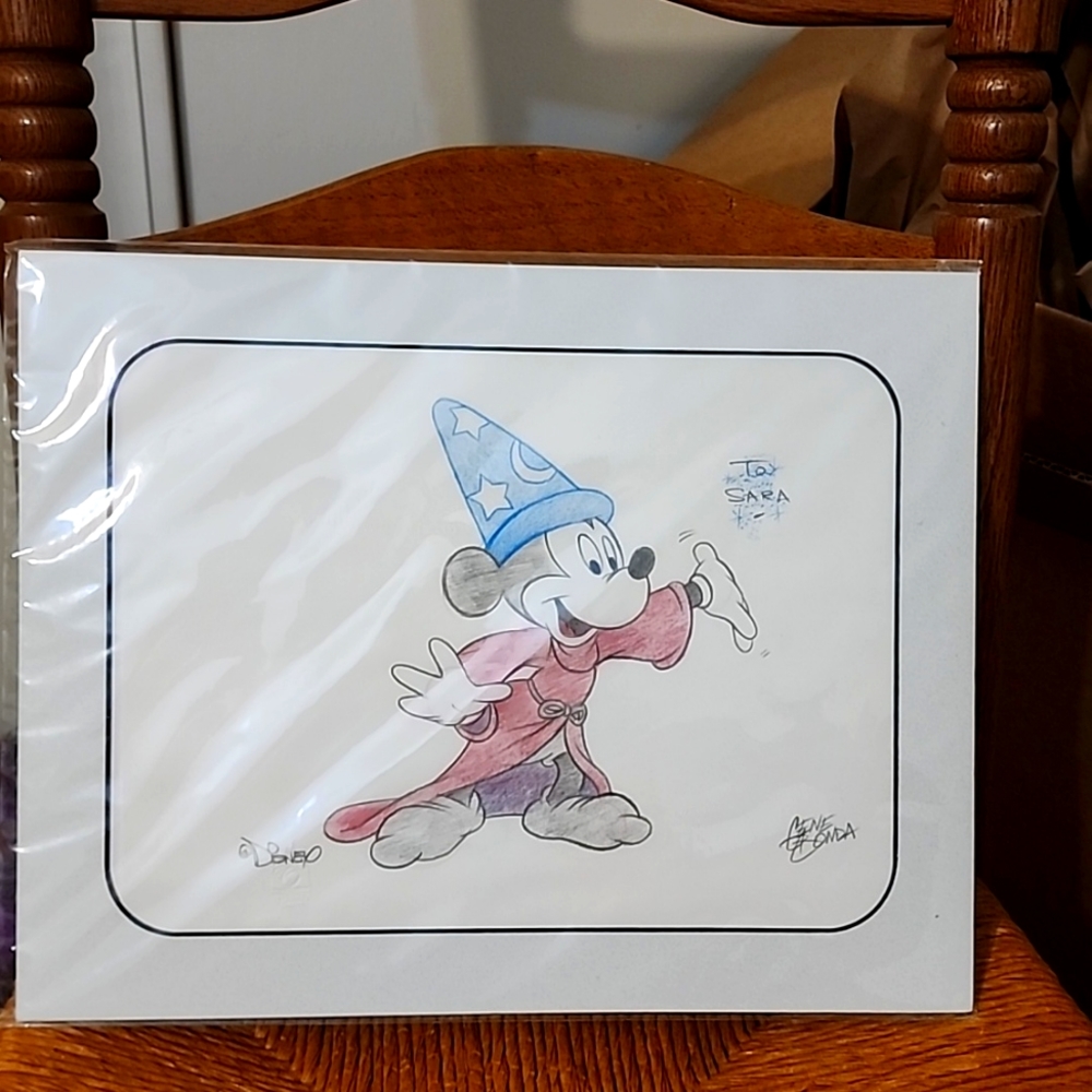 Gene Gonda DISNEY Artist 🎨 Signed Original Artwork Fantasia Mickey Mouse  11x14
